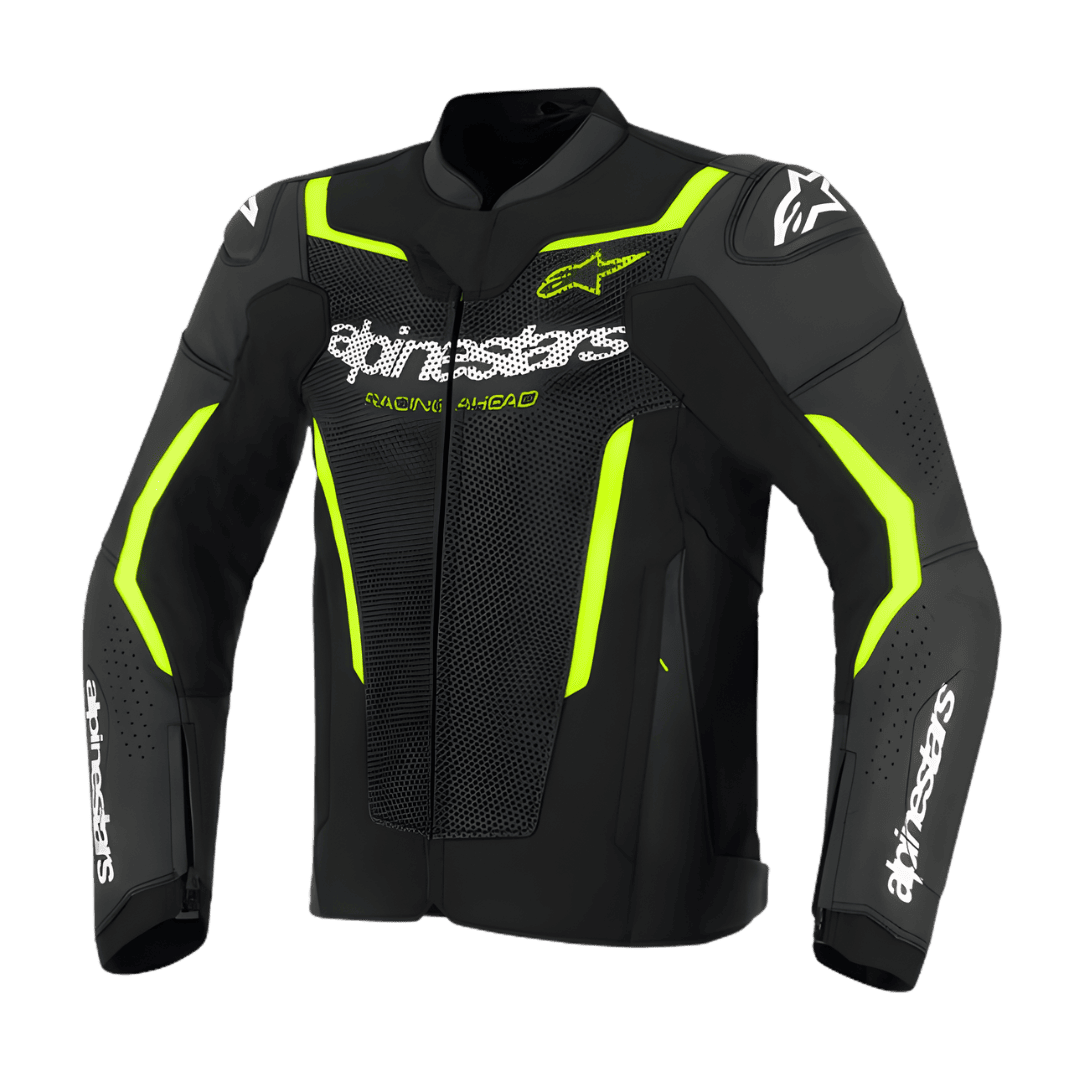 Chaqueta ALPINESTARS GP Force V2 Leather Airflow Black / Yellow Fluo