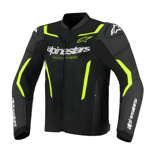 Chaqueta ALPINESTARS GP Force V2 Leather Airflow Black / Yellow Fluo